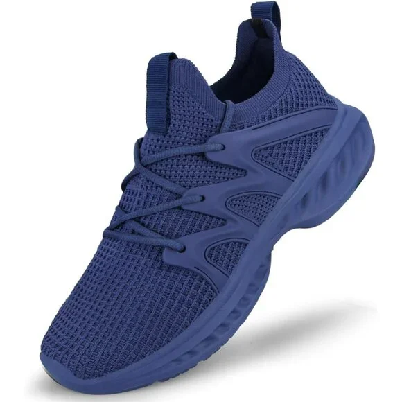 Women's All Blue Lightweight Walking Workout Tennis Gym Non Slip Sneakers Shoes - Picture 1 of 7